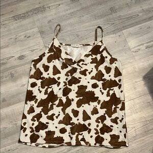 Cow print! Rodeo western lovers!! Brown and White Spaghetti Strap Top